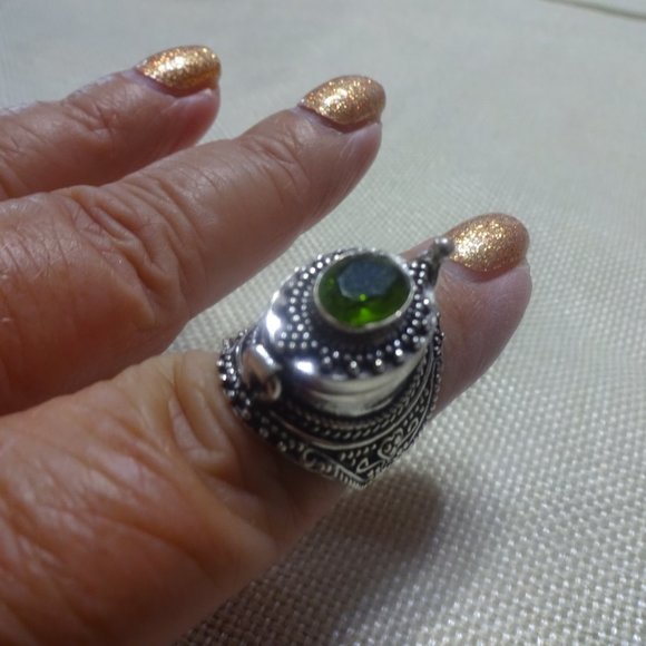 Whimsical "AMETHYST POISON BOX" Handmade Sterling Ring Size 9.5 #980A - Picture 4 of 4